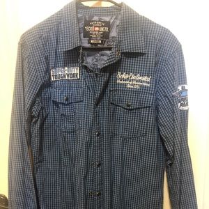 Ecko unlimited button down shirt in blue.